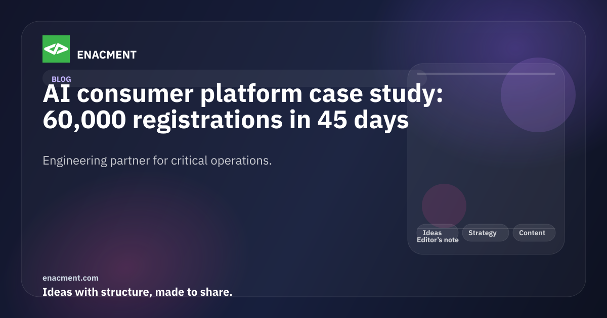 AI consumer platform case study: 60,000 registrations in 45 days | Enacment